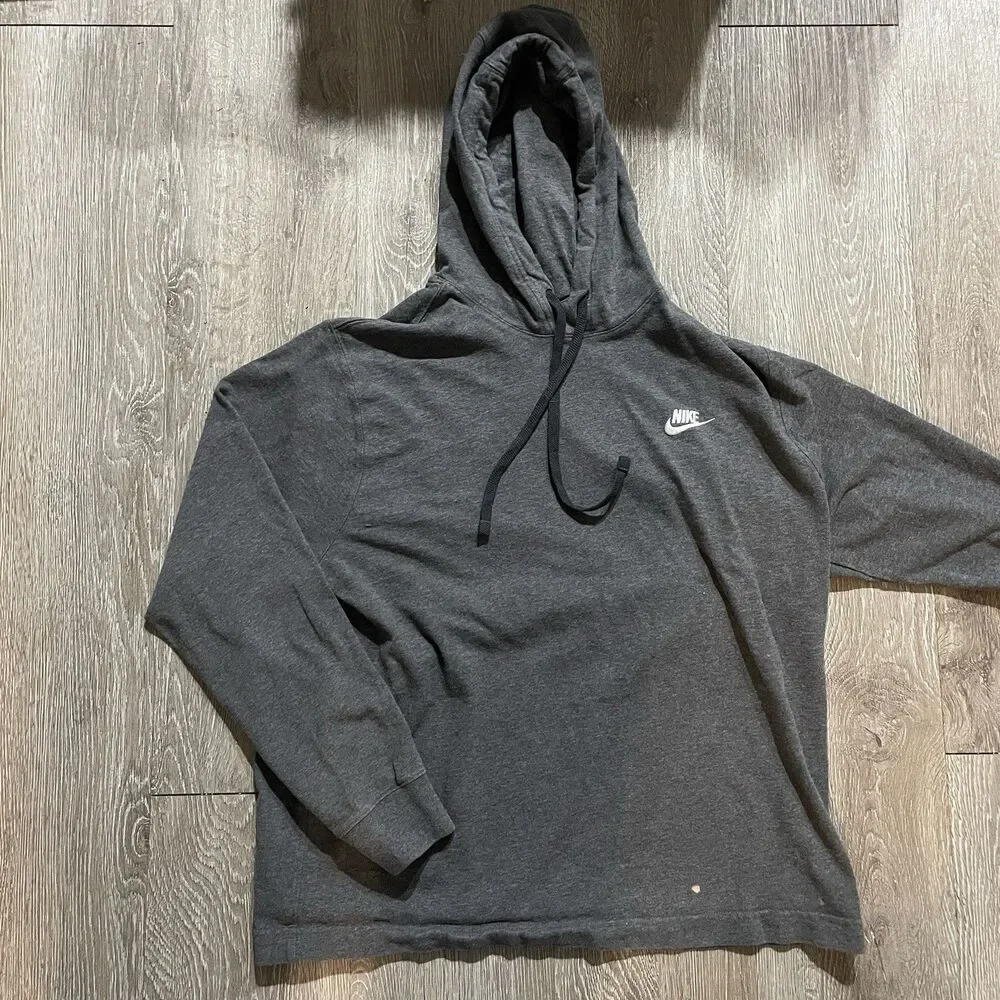 Nike Mens Sportswear Club Fleece Hoodie Charcoal Grey M Bleach Stain